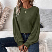 Cozy Ribbed Knit Crewneck Long-Sleeve Tee