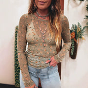 Floral Print Slim-Fit Long-Sleeve Top