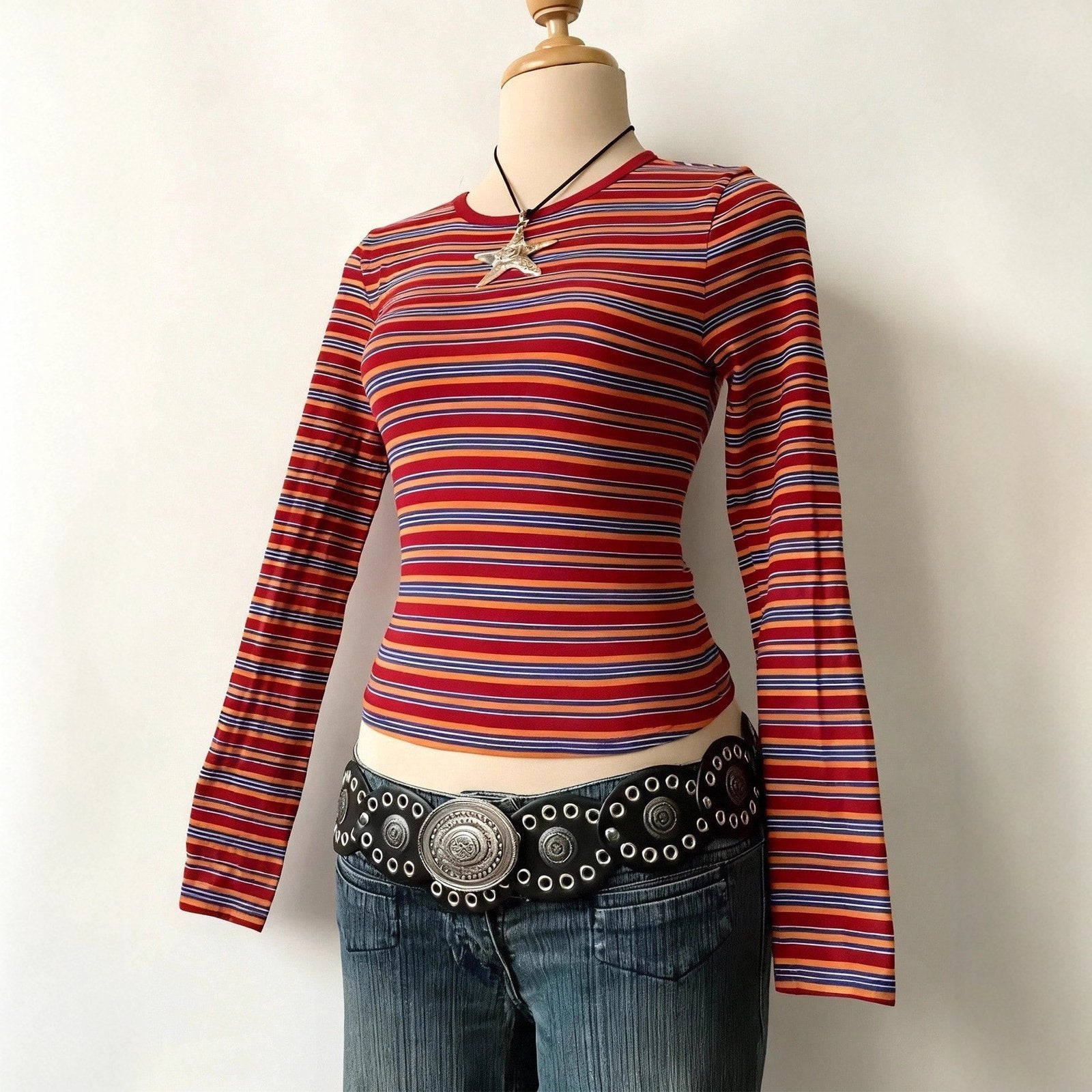 Colorful Striped Long-Sleeve Pullover Top
