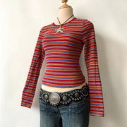 Colorful Striped Long-Sleeve Pullover Top