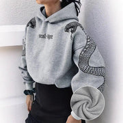 Vintage Printed Pullover Hoodie for Women