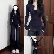 Elegant Button-Front Slimming Long-Sleeve Top