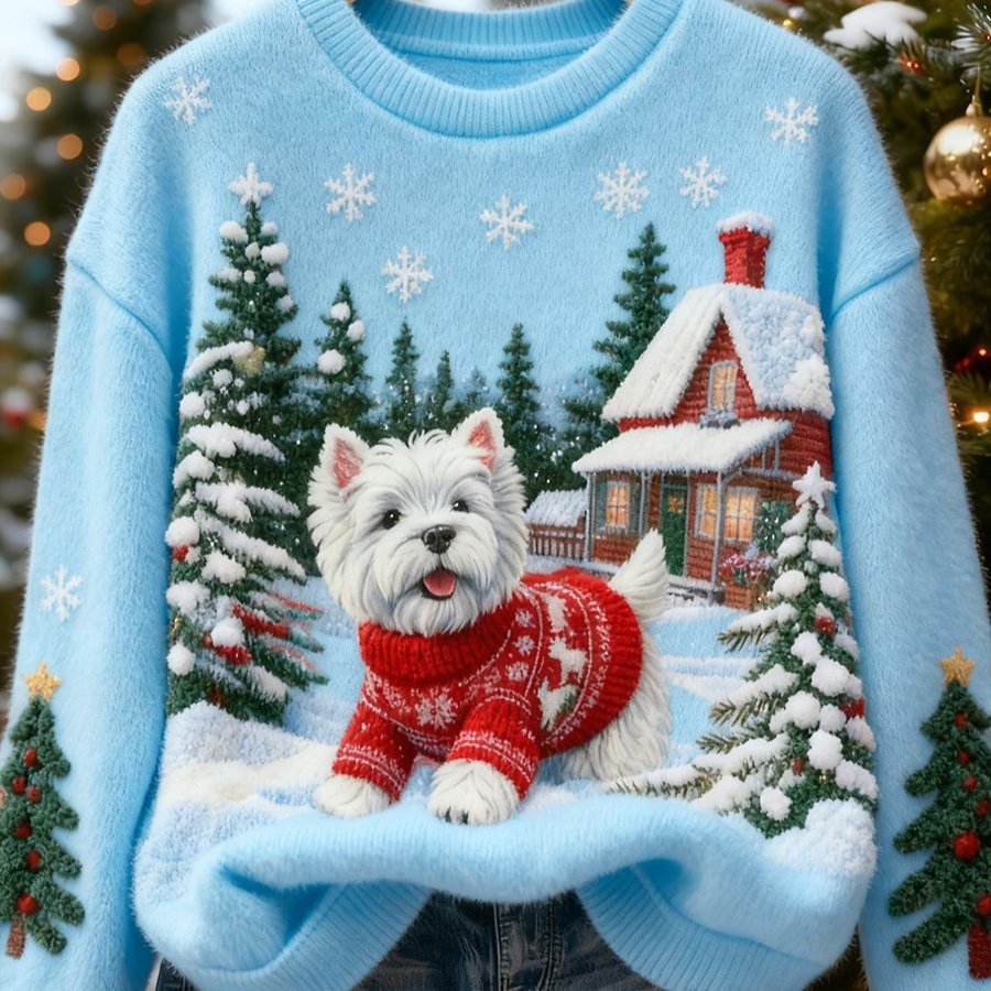Cozy Digital Print Crew-neck Sweatshirt for Women