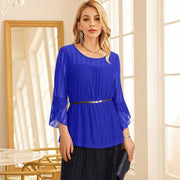 Elegant Ruffled Mesh Sleeve Top for Women
