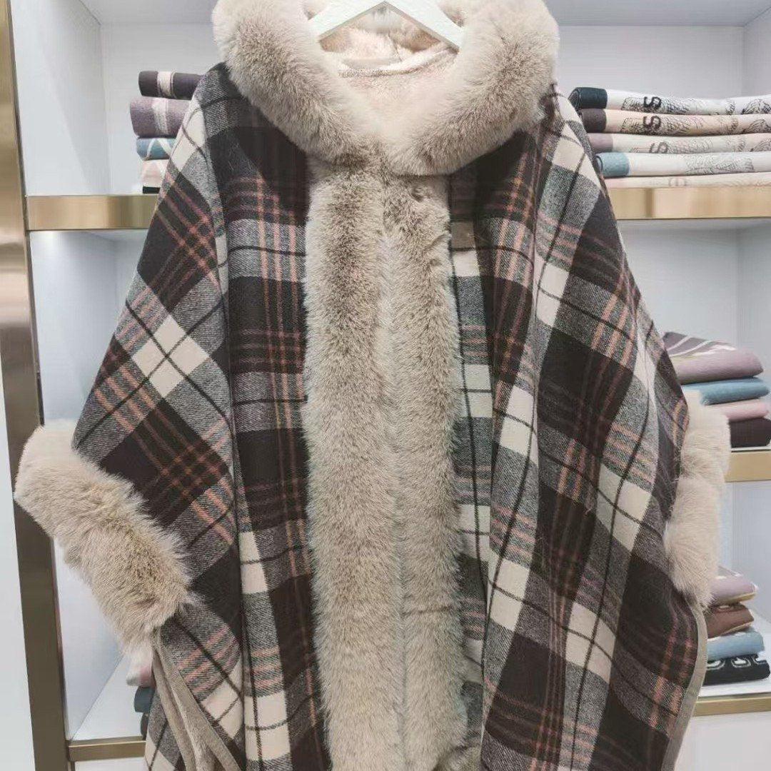 Warm Plaid Scarf for Women - Soft Fleece Lining & Tassel Detail