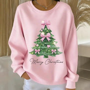 Festive Christmas Tree Drop-Shoulder Hoodie with Pockets