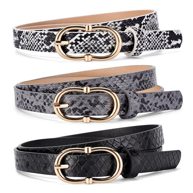 Women's Snake Print Leather Belt