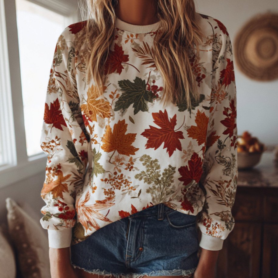 Cozy Maple Leaf Sweatshirt for Women