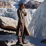 Long Eco-Friendly Suede Coat for Cold Weather