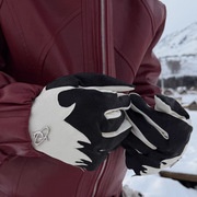 Winter Sheepskin Gloves for Women - Flame Contrast Crocodile Grain