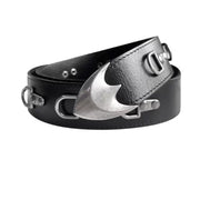 Adjustable Leather Belt with Hook-and-loop Fastener