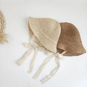 Baby Lace-Laced Straw Hat for Girls & Toddlers - Spring & Summer Sun Protection