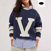 Color-Blocked Letter Hoodie for Women