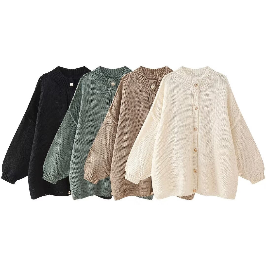 Women's Slimming Long Sleeve Button Cardigan Sweater