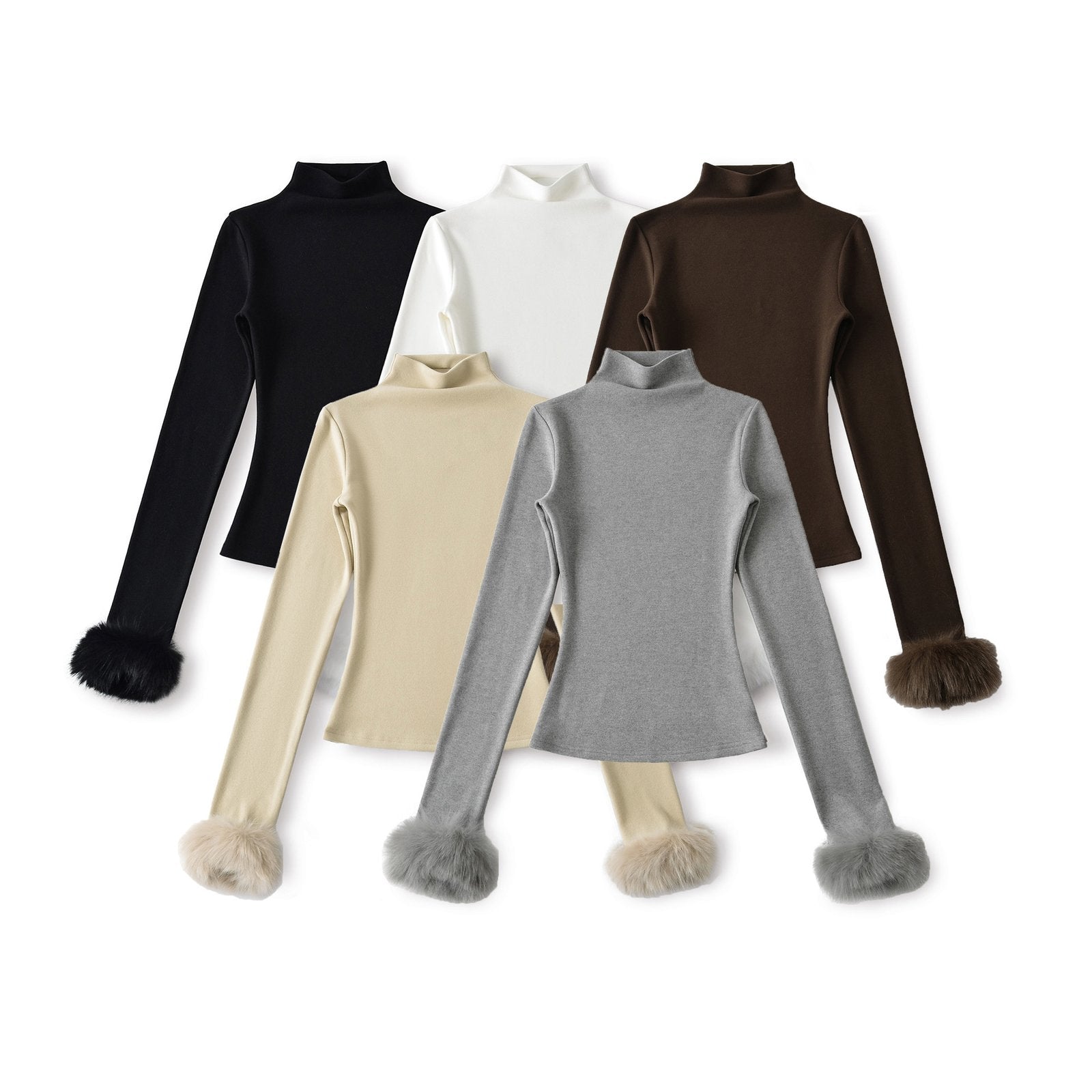 Chic Mock-Neck Pullover with Detachable Fur Sleeves