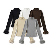 Chic Mock-Neck Pullover with Detachable Fur Sleeves