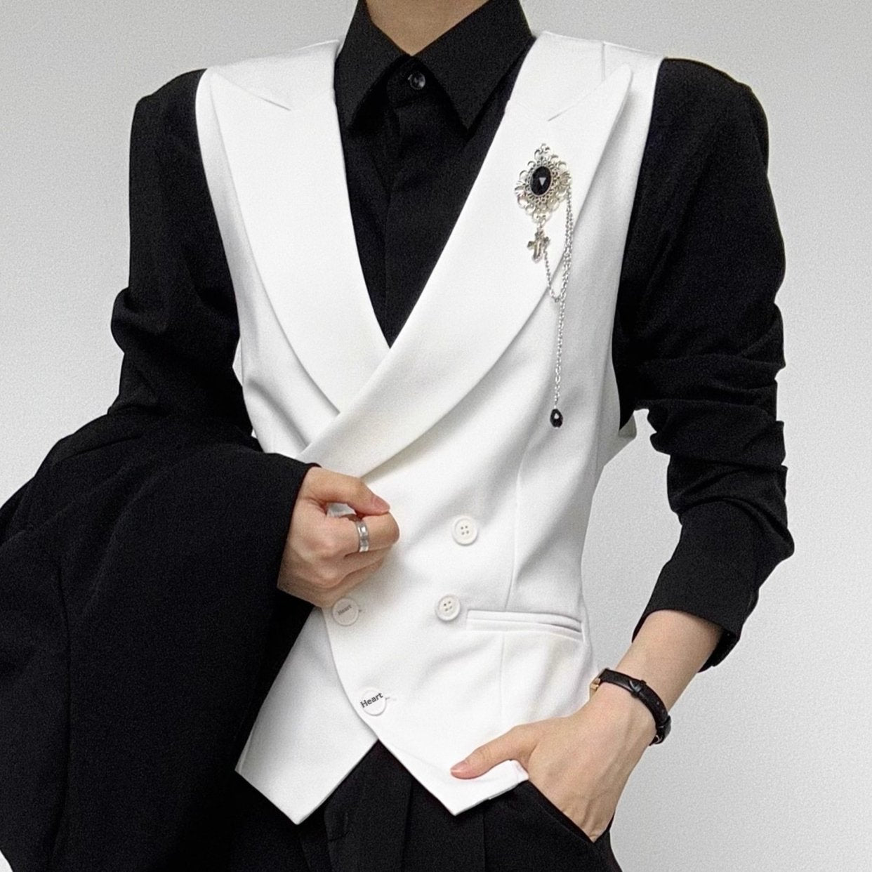 White Women's Slim-fit Suit Vest for Young Women