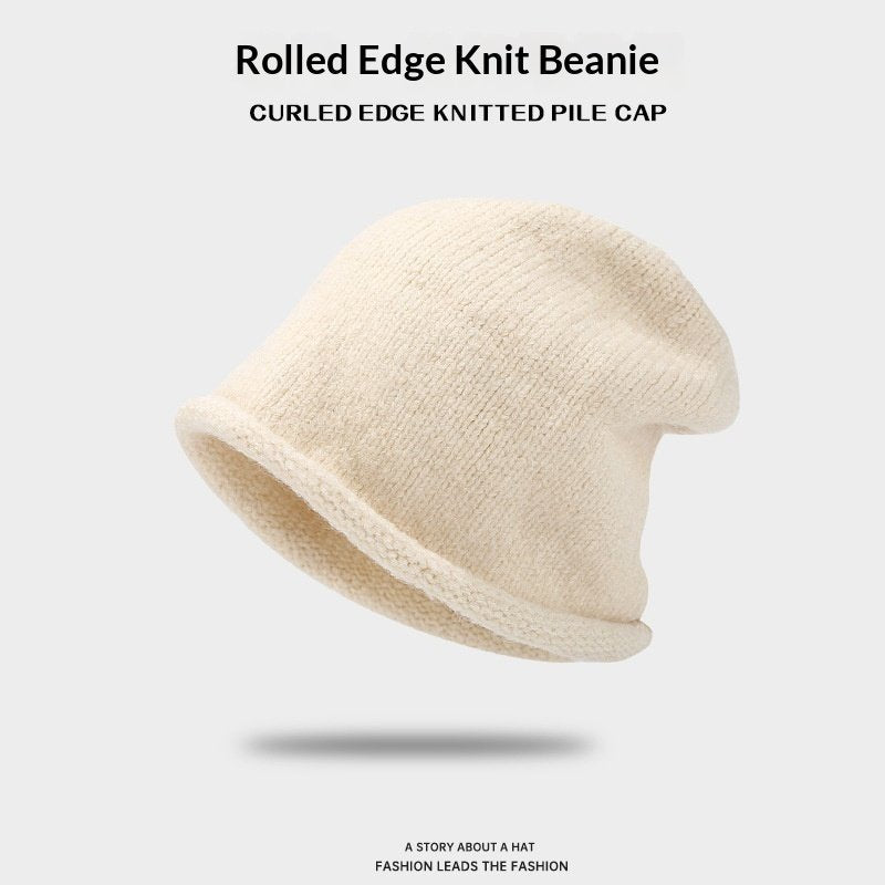 Warm Beanie for Women, Rolled Brim, One-Size-Fits-Most