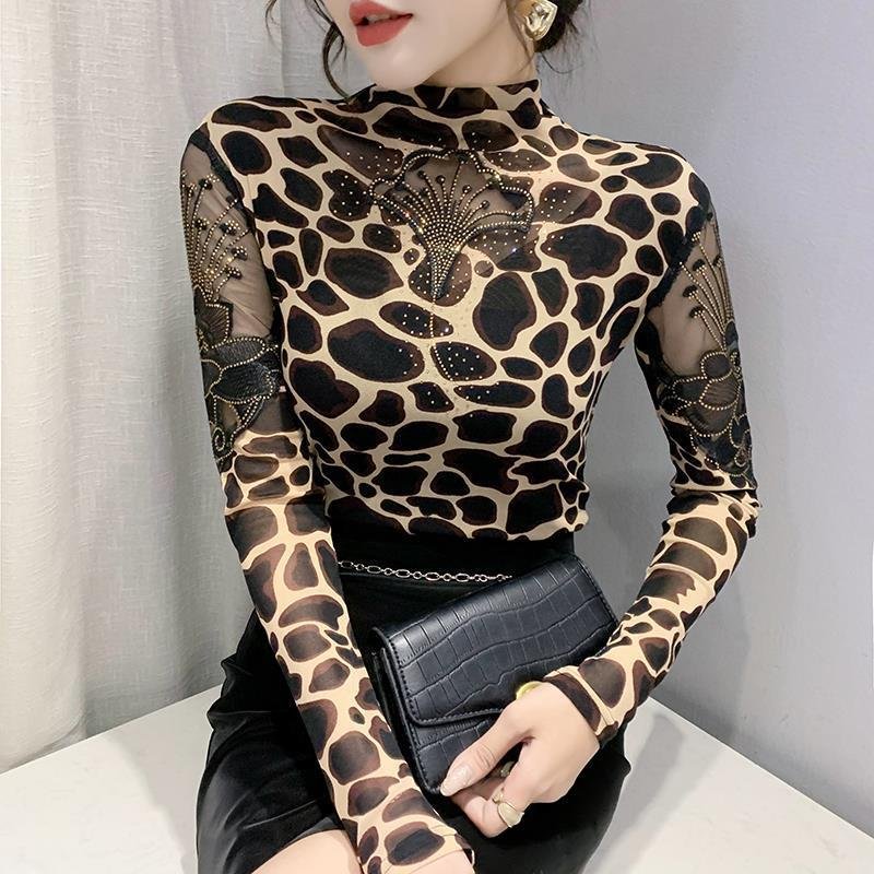 Rhinestone Lace High-Neck Top