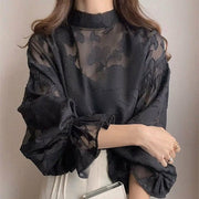 Chic Lantern Sleeve Lace Top for Women