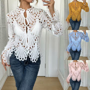 Sexy Cutout Flared-Sleeve Knitted Lace Women's Top