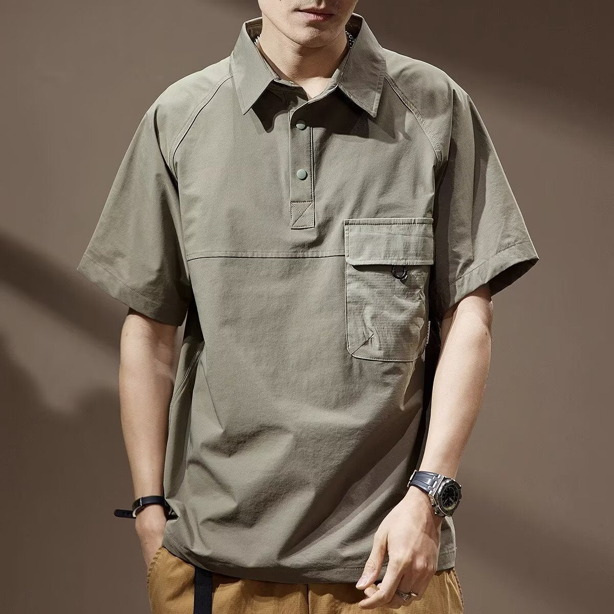 Summer Retro Lapel T-Shirt for Men