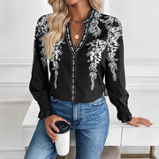 Women's Casual Long-Sleeve V-Neck Blouse