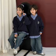 Coordinating Kids' Patchwork Polo-Neck Sweater Sets