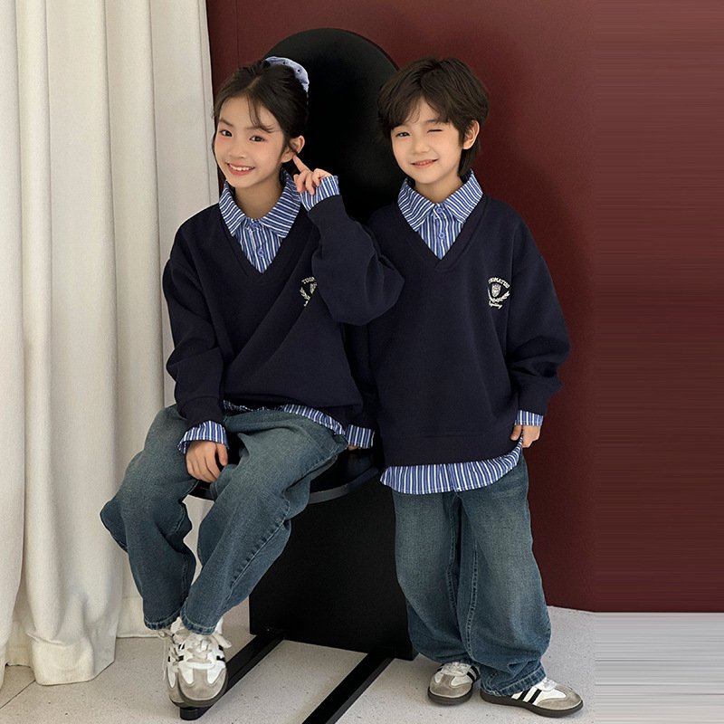 Coordinating Kids' Patchwork Polo-Neck Sweater Sets