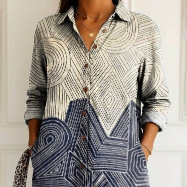 Womens Casual Long Floral Print Top Vintage Blouse