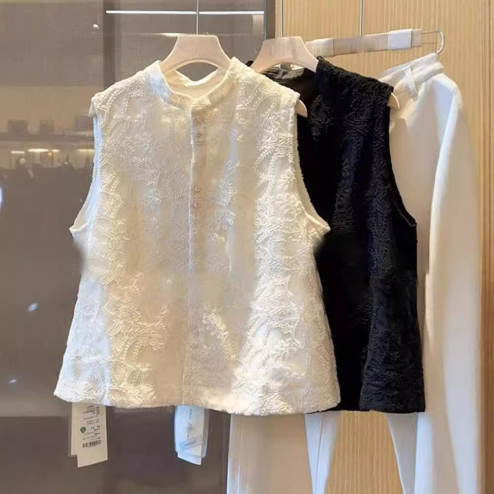 Vintage White Black Retro Waistcoat Vest for Women