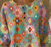 Women's Retro Stand-Up Collar Printed Sweatshirt
