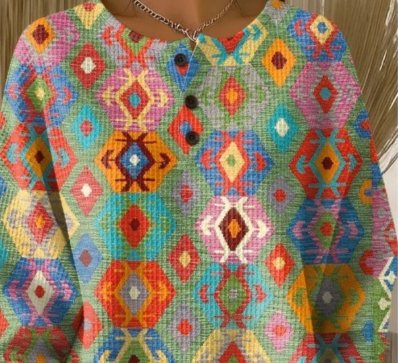 Women's Retro Stand-Up Collar Printed Sweatshirt