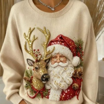 Cozy Christmas Flannel Hoodie Top for Women
