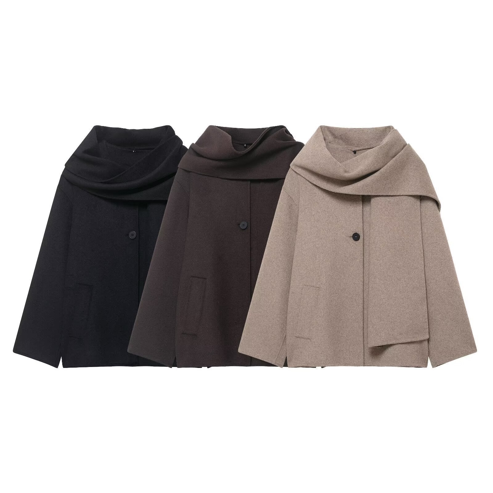 Women's Cozy Solid Loose Wool Jacket with Pockets
