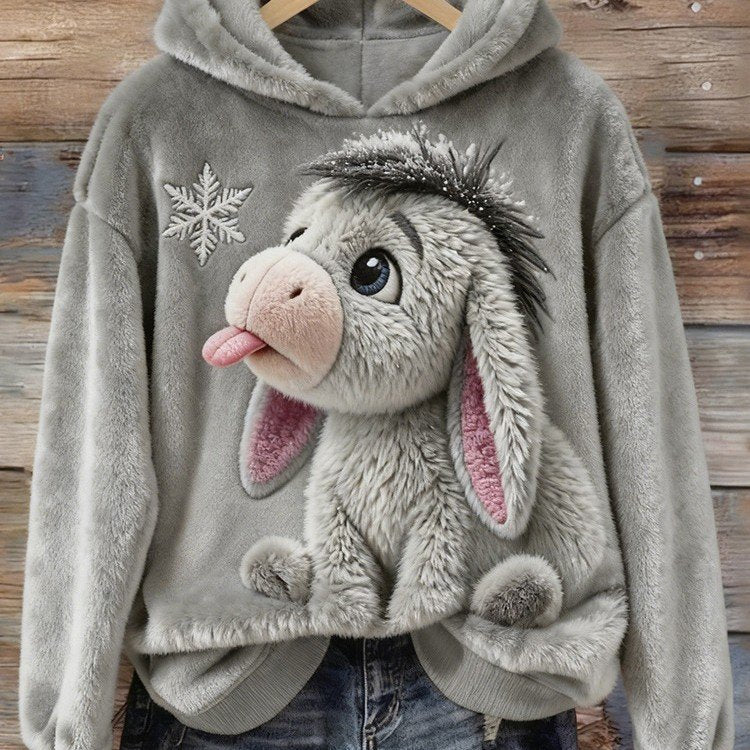 Cozy Printed Hoodie for Women - Thick & Warm Sweatshirt Top
