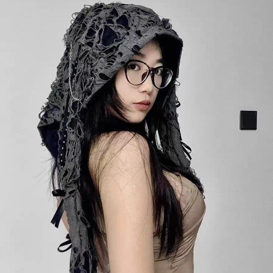 Ripped Boho Pullover Hat for Women