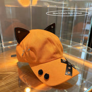 Retro Cat Ears Flat Brim Hat Set