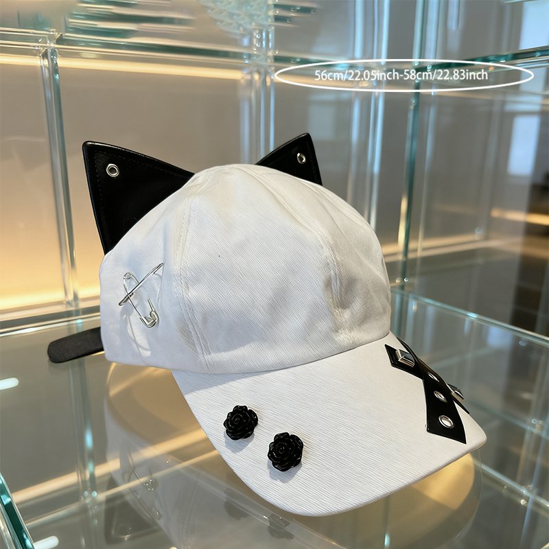 Retro Cat Ears Flat Brim Hat