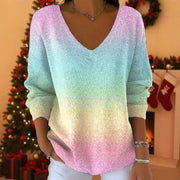 3D Print Drop-Shoulder V-Neck Pullover