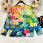 Digital Print Long-Sleeve Women's Top