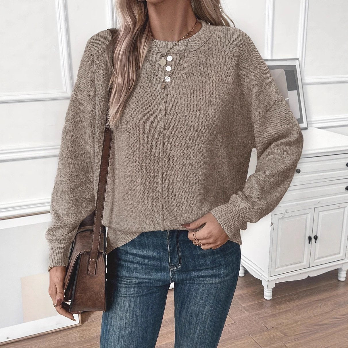 Cozy Solid Casual Pullover Women's Sweater