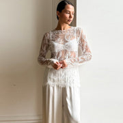 Chic French Lace Sheer Long-Sleeve Elegant Top