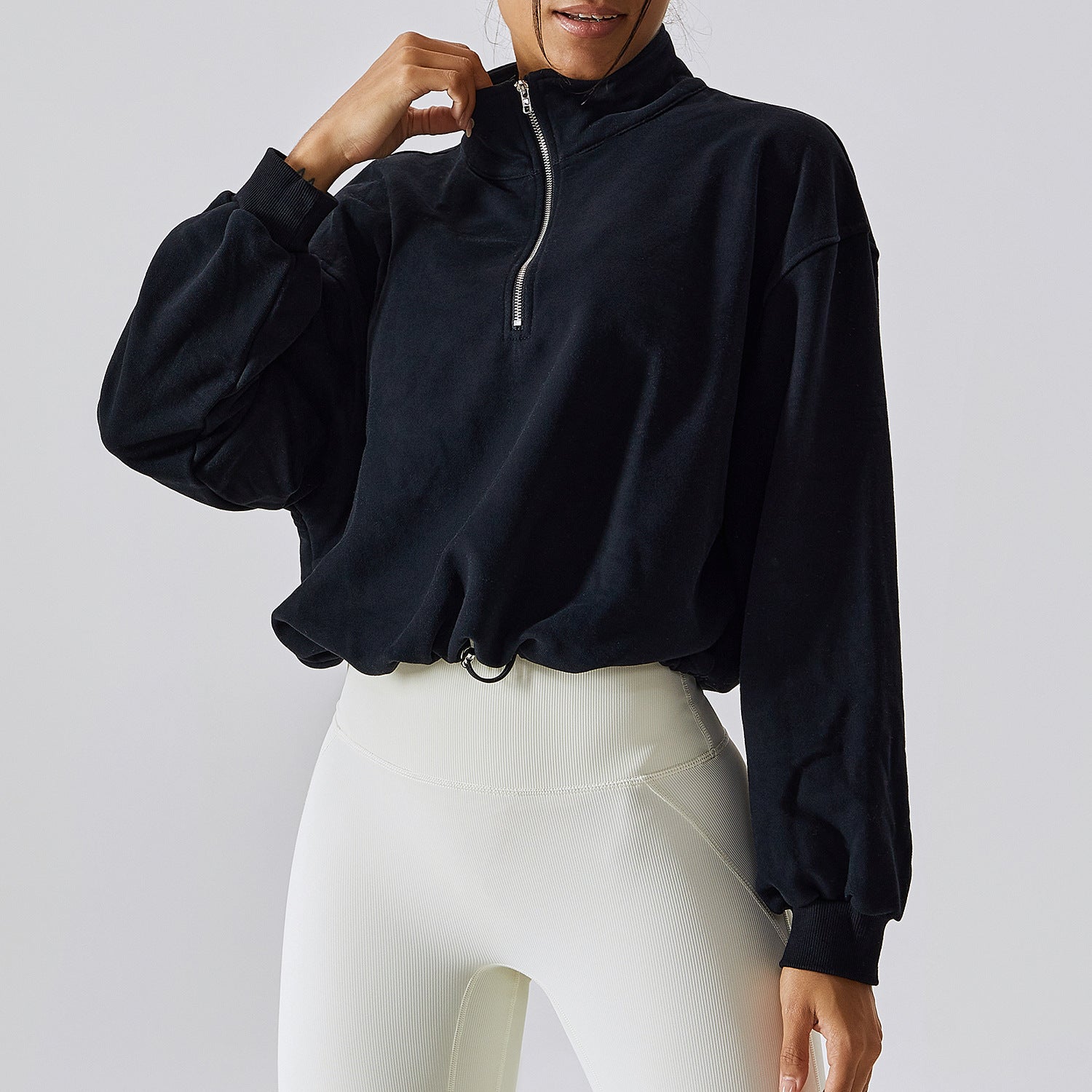 Women's High Neck Fitness Pullover Sweatshirt