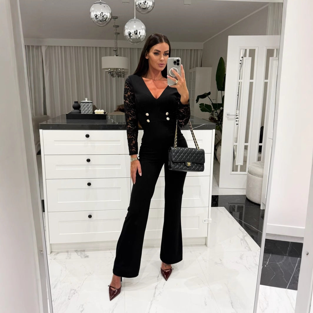 Chic Mid-Waist Commuter Jumpsuit for Women