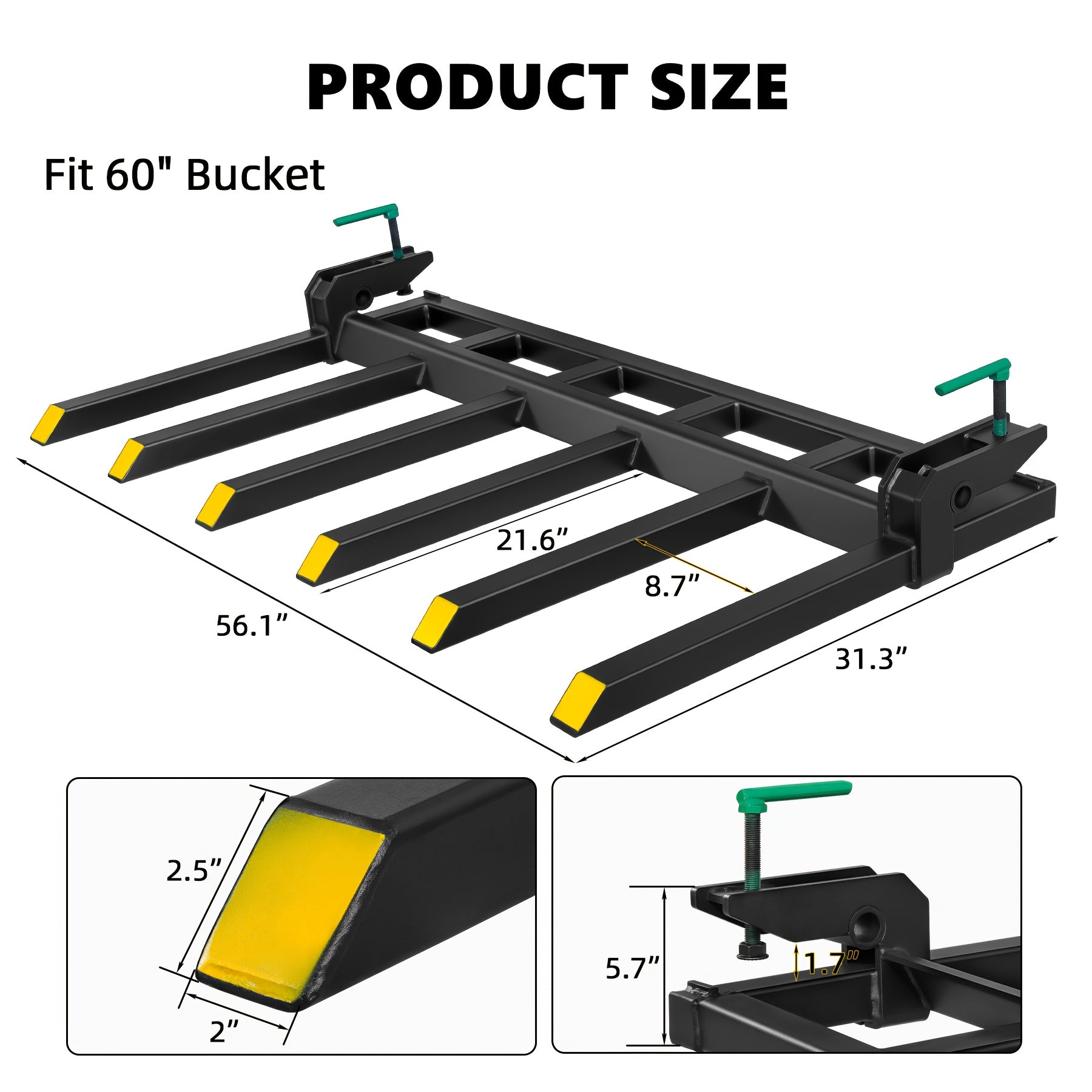 Heavy Duty Clamp‑On Debris Forks for Loader Bucket – 1500/4000 lb Capacity, Fits Skid‑Steer and Tractor
