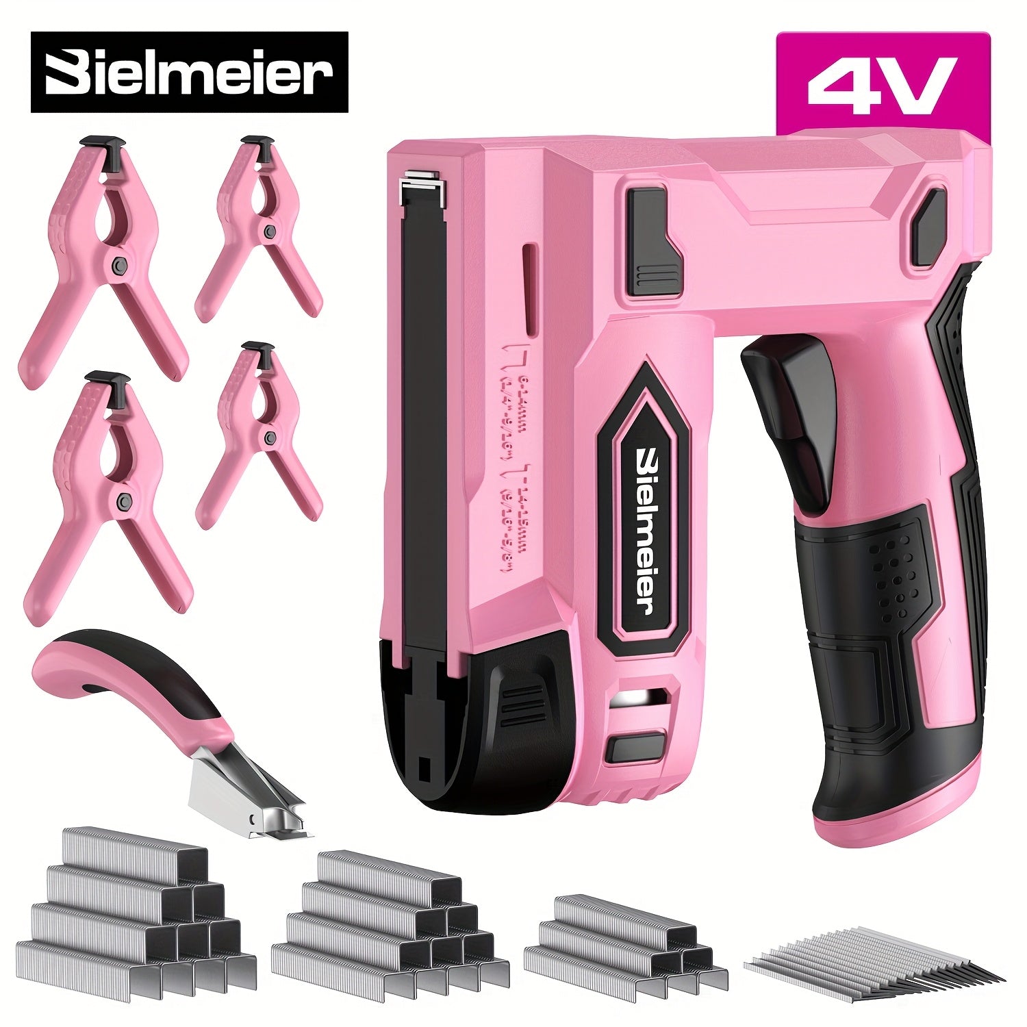 Bielmeier 2-in-1 Cordless Nail Gun 20V/4V, No Compressor, No Cord, Lightweight Design for Carpentry & Upholstery, with LED Work Light, Safety Striker Guard, Adjustable Depth, Battery & Charger...