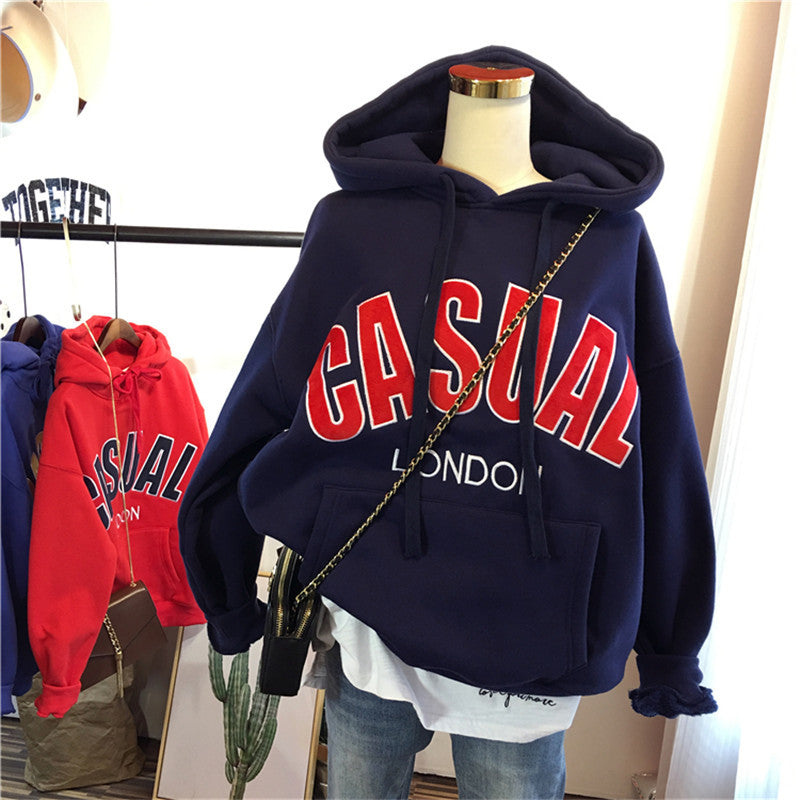 Korean Style Loose Winter Pullover Hoodie for Women