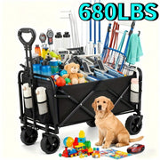 680LBS/550LBS/350LBS Christmas Sports Equipment Transporter, Folding Cart with Fully Portable Tires, Strong Load Capacity, Heavy Duty Multi-Purpose Cart with Transport Rack, Suitable for Beach, Garden