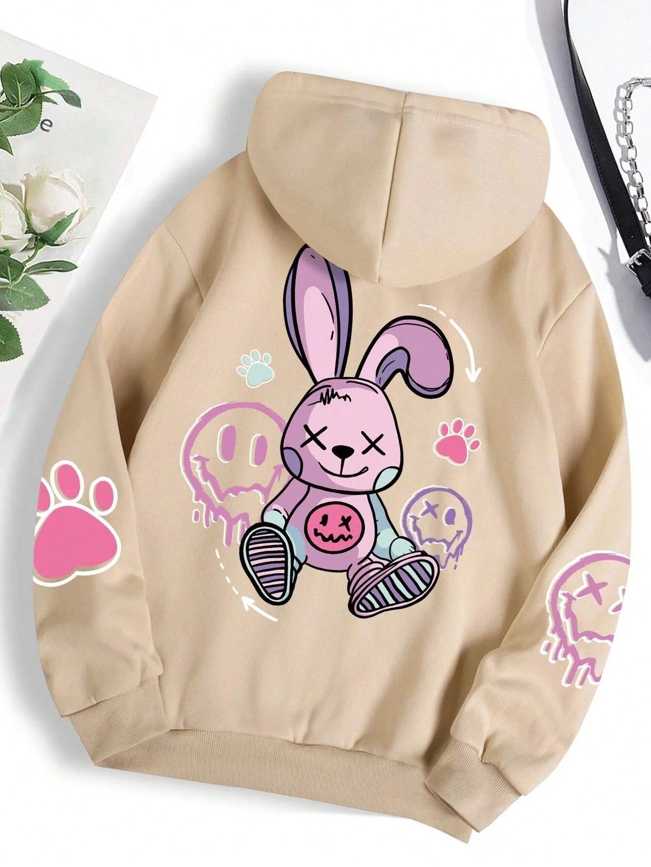 Casual Drop-Shoulder Printed Hoodie for Women